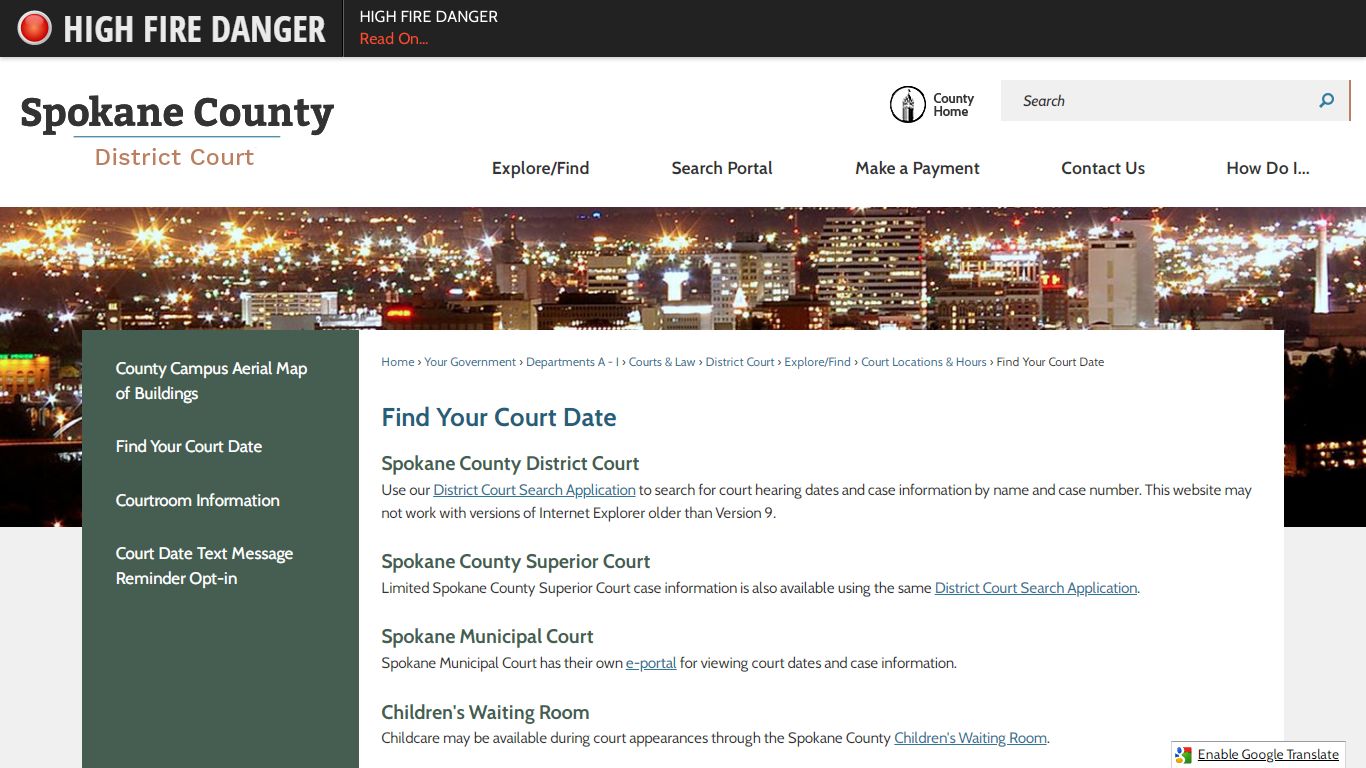 Find Your Court Date | Spokane County, WA